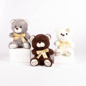 Peluche Oso con Moño y Detalles de Corazón 21 cm