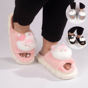 Pantuflas Abiertas Gatito Esponjoso