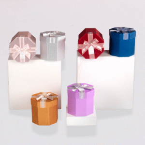 Caja para Regalo Octagonal con Moño Decorativo – 13 × 13 × 12,8 cm