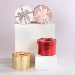 Caja para Regalo Redonda con Moño – 13 × 13 × 10 cm