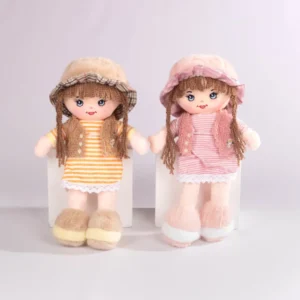 Peluche Muñeca con vestido y trenzas 30 cm