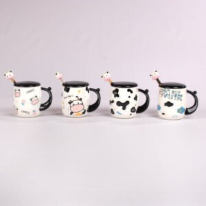 Mug Vaquita con Tapa y Cucharita 420 ml
