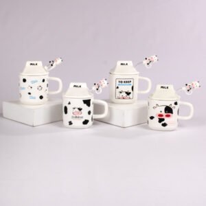 Mug Vaquita con Tapa y Cucharita 330 ml