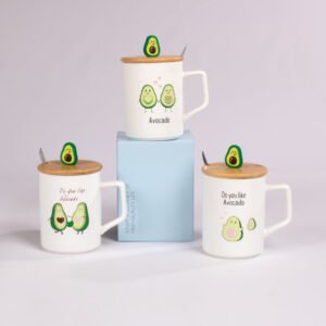 Mug Aguacate con Tapa y Cucharita 380 ml