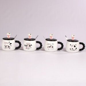 Mug Vaca con Tapa Decorativa y Cucharita 380 ml