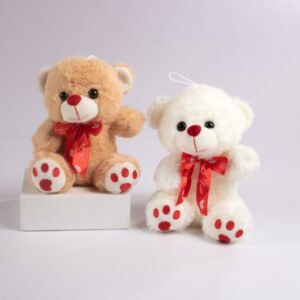 Peluche Oso con Moño Rojo 20 cm