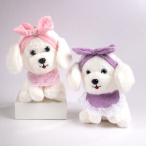 Peluche Perrito con Moño y Encaje 21 cm