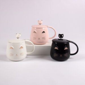 Taza con Tapa Diseño Gatito Minimalista 400 ml