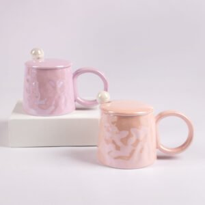 Taza con Tapa Diseño Texturizado Brillo 380 ml