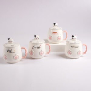 Taza con Tapa Diseño Gatito Huellitas 420 ml